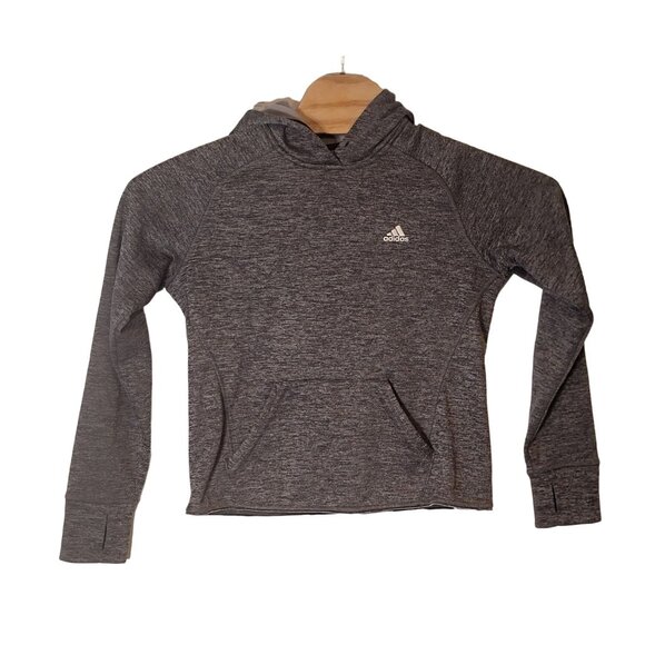 Adidas Pull Over Hooded Sweatshirt Size Small Gray Missing Drawstring‎ - Picture 1 of 6